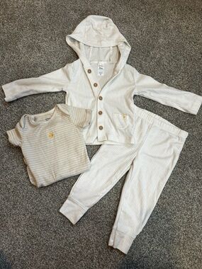 Carter's Cream Ribbed 3-Piece Baby Outfit